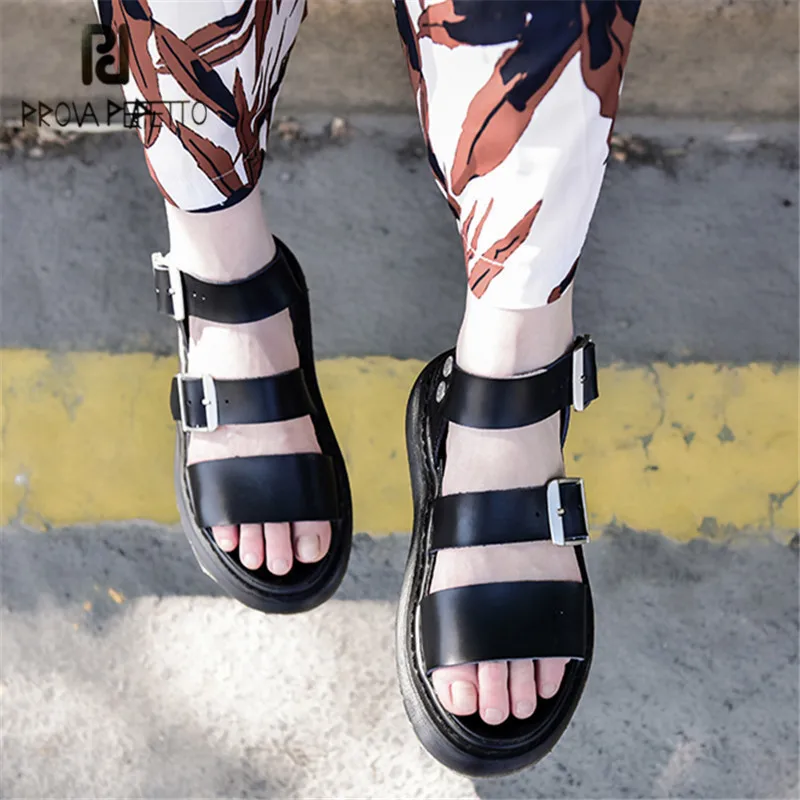 Prova Perfetto Black Women Gladiator Sandals Casual Flat Shoes Woman Thick Heel Beach Flats Sandalias Mujer Platform Sandal
Prova Perfetto Black Women Gladiator Sandals Casual Flat Shoes Woman Thick Heel Beach Flats Sandalias Mujer Platform Sandal