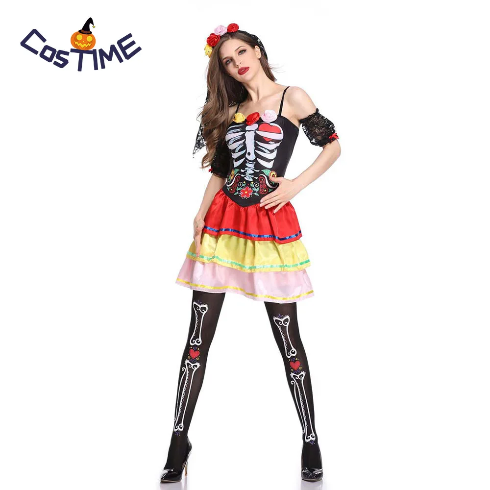 Day of the Dead Adult Halloween Costume Flower Sugar Skull Ladies Fancy Dress Miss Dead Mexican Halloween Costumes for Women
Day of the Dead Adult Halloween Costume Flower Sugar Skull Ladies Fancy Dress Miss Dead Mexican Halloween Costumes for Women