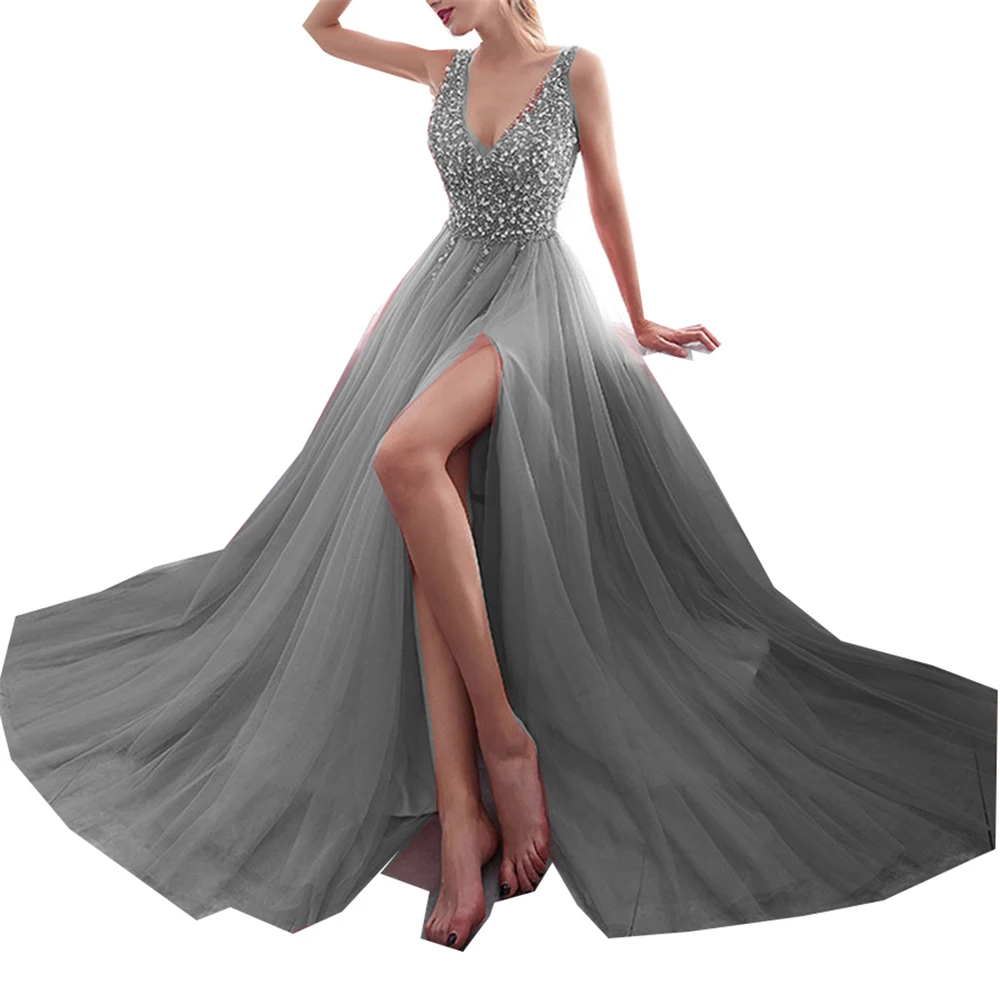 V-Neck-Beading-Evening-Dress-Back-Lace-Up-Evening-Dress-With-Slit-Evening-Gown-2019-LongAAAGFFFG