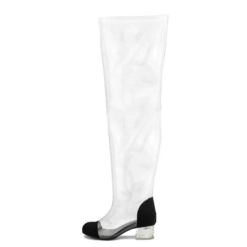 2019 Fashion Women Transparent Thigh High Boots PVC Round Toe Crystal Clear Heels Over-the-knee Women Botas Plus Size EU 35-44
2019 Fashion Women Transparent Thigh High Boots PVC Round Toe Crystal Clear Heels Over-the-knee Women Botas Plus Size EU 35-44