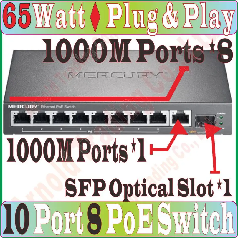 10 ports 8 poe 1000Mbps switch IEEE802.3af/at PoE suit for all kind of poe camera / AP, Max. PoE Output Power 65Watt
10 ports 8 poe 1000Mbps switch IEEE802.3af/at PoE suit for all kind of poe camera / AP, Max. PoE Output Power 65Watt