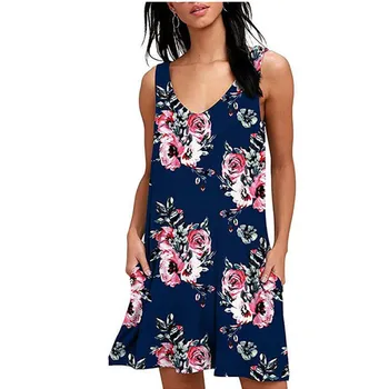 Sleeveless V-Neck Women A-Line Dresses 2020 New Summer Casual Flower Print Loose Dress Streetwear Female Mini Dress Vestidos
Sleeveless V-Neck Women A-Line Dresses 2020 New Summer Casual Flower Print Loose Dress Streetwear Female Mini Dress Vestidos