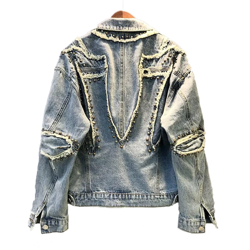 Spring Rivets Denim Jacket Women Plus Size Coats Hole Patch Jeans Jacket Basic Coat Women Harajuku Jacket High Street Outwear
Spring Rivets Denim Jacket Women Plus Size Coats Hole Patch Jeans Jacket Basic Coat Women Harajuku Jacket High Street Outwear