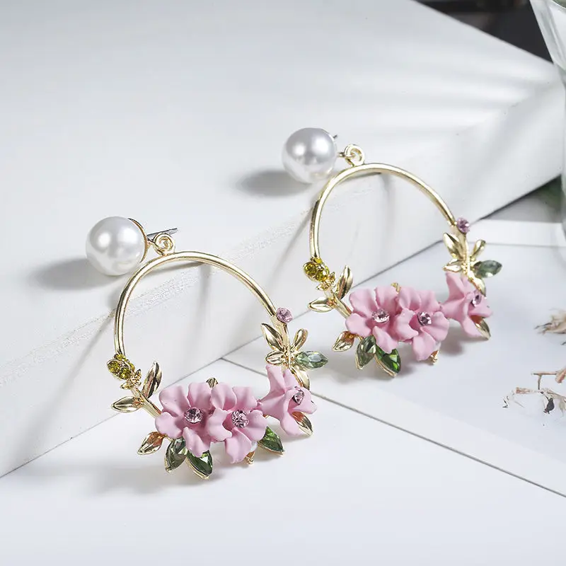 2018 Cute Round Earrings Rose Gold Earrings pink flower circle for Women Jewelry Wedding for women Gift
2018 Cute Round Earrings Rose Gold Earrings pink flower circle for Women Jewelry Wedding for women Gift