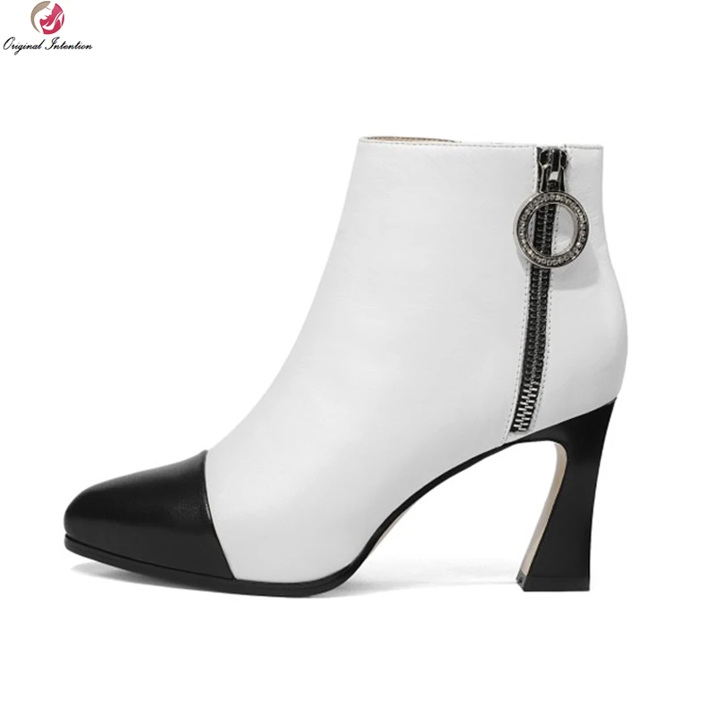 Original Intention Elegant Women Ankle Boots Genuine Leather Pointed Toe High Heels Boots Black White Shoes Woman US Size 4-8.5
Original Intention Elegant Women Ankle Boots Genuine Leather Pointed Toe High Heels Boots Black White Shoes Woman US Size 4-8.5