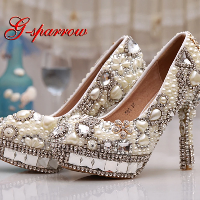 Ivory Pearl Wedding Shoes with Crystal Platforms 4 Inches High Heel Customized Girl Birthday Party Pumps Beautiful Lady Shoes
Ivory Pearl Wedding Shoes with Crystal Platforms 4 Inches High Heel Customized Girl Birthday Party Pumps Beautiful Lady Shoes