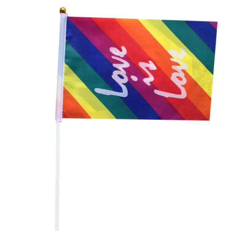 14x20cm Rectangle Diagonal Rainbow Stripes Gay Pride Stick Flag Letters Print LGBT Hand Held Small Flag Parade Party Supplies
14x20cm Rectangle Diagonal Rainbow Stripes Gay Pride Stick Flag Letters Print LGBT Hand Held Small Flag Parade Party Supplies