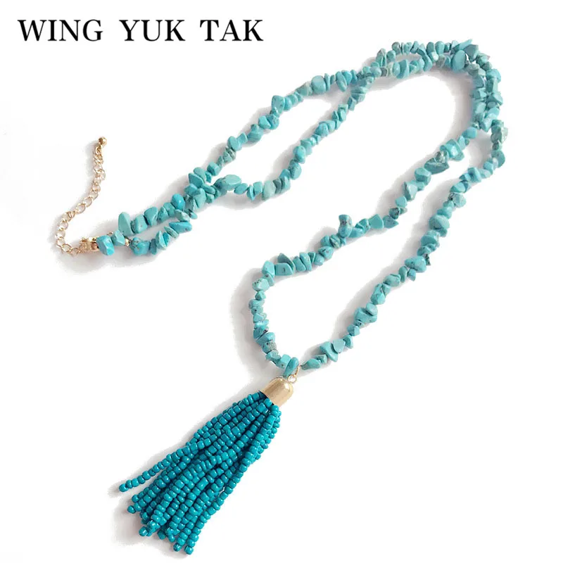 New Arrival Trendy Handmade Blue Color Tassel Beads Pendant Necklaces Irregular Natural Stone Chain Necklace For Women Hot Sales
New Arrival Trendy Handmade Blue Color Tassel Beads Pendant Necklaces Irregular Natural Stone Chain Necklace For Women Hot Sales