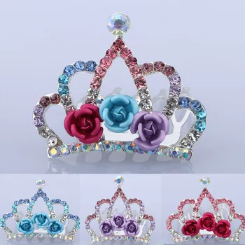 New 1 pc Beautiful Mini Tiara Rose Flower Crystal Rhinestone Princess Crown Hair Comb Children Kids Girls Small Hair Jewelry 
New 1 pc Beautiful Mini Tiara Rose Flower Crystal Rhinestone Princess Crown Hair Comb Children Kids Girls Small Hair Jewelry