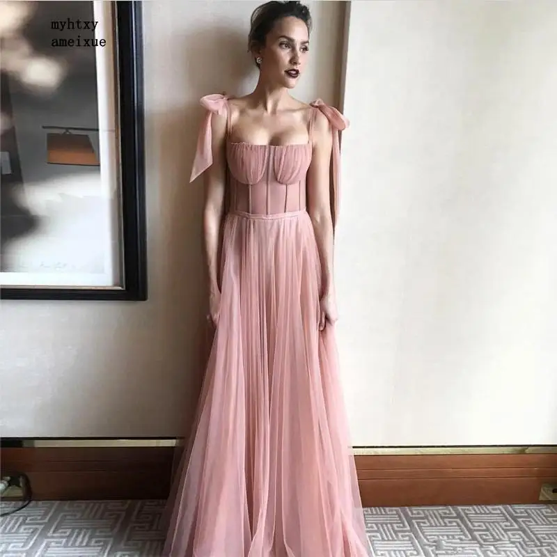 Robe De Soiree Sexy Backless Long Evening Dress 2019 Simple Pink Sweep Train Tulle Formal Evening Party Gowns With Bow Cheap
Robe De Soiree Sexy Backless Long Evening Dress 2019 Simple Pink Sweep Train Tulle Formal Evening Party Gowns With Bow Cheap