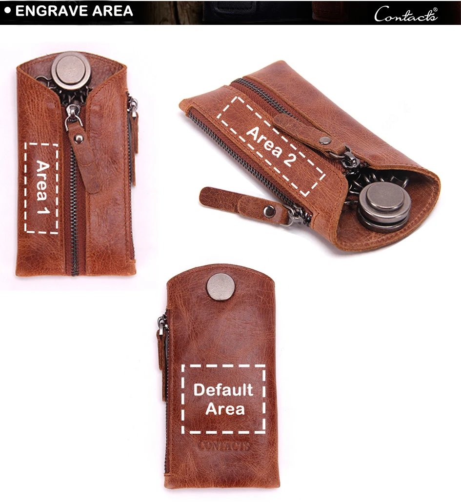 Vintage Genuine Leather Men Key Wallet For Car Keychain Covers Zipper Key Case Bag Male Key Holder Housekeeper Keys Organizer 5