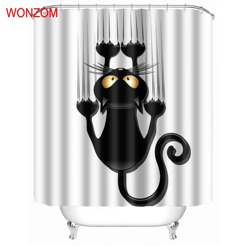 WONZOM Черный кот занавески для душа ткань ванной Декор украшения Cortina De Bano