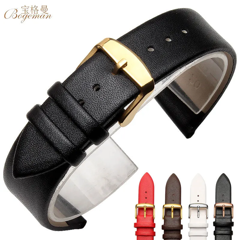 Leather Strap Black Brown Red White 14 16 18 20 22 mm men's and women's soft smooth strap with silver and gold metal buckles
Leather Strap Black Brown Red White 14 16 18 20 22 mm men's and women's soft smooth strap with silver and gold metal buckles