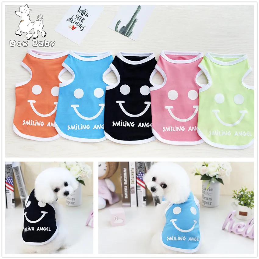 

New Pet Dog Clothes Summer Vest For Dogs Cats Puppy Small Dog Smile Printed T-shirt Apparel Clothes Sweatshirt ropa perro verano