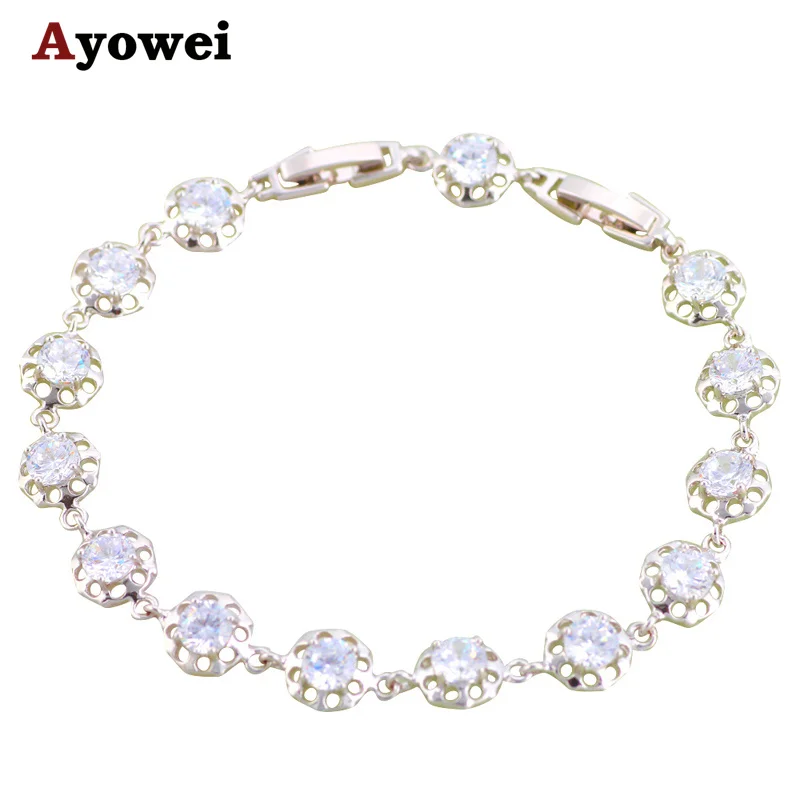 Фото Shining Charm Bracelets for women Lowest Price White Zirconia Inlay Wholesale & Retail Silver filled Fashion jewelry TB658A  | Цепочки и браслеты (32349435530)