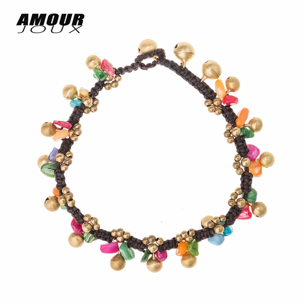 AMOURJOUX Bohemian Handmade Colorful Stone Beaded Bell Charm Anklets For Women Ankle Chain Bracelet Summer Foot Jewelry
AMOURJOUX Bohemian Handmade Colorful Stone Beaded Bell Charm Anklets For Women Ankle Chain Bracelet Summer Foot Jewelry
