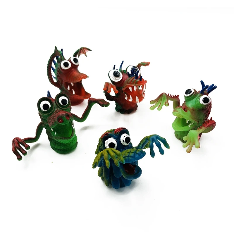 5pcs/lot Finger Puppet Cartoon Monsters Tell Story Shocking Party Show Interactive Toys Funny Horror Finger Puppets Toys For Kid