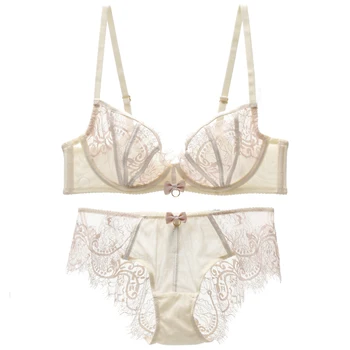 Sexy Transparent bra and panty set Lingerie Bow Underwire Unlined Embroidery Underwear women Intimates push Up 3/4 cup sheer
Sexy Transparent bra and panty set Lingerie Bow Underwire Unlined Embroidery Underwear women Intimates push Up 3/4 cup sheer