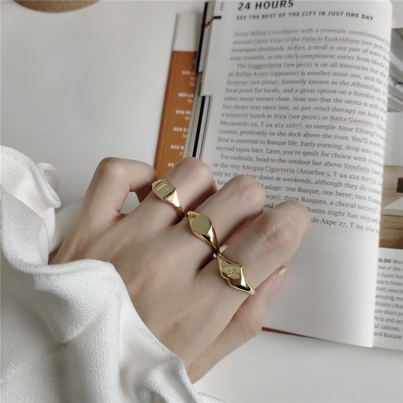 Real 925 Sterling Sliver Square/Round/Heart Stacking Rings For Women Minimalist Open Layered LetterRing Gold Color Rings Bijoux 
Real 925 Sterling Sliver Square/Round/Heart Stacking Rings For Women Minimalist Open Layered LetterRing Gold Color Rings Bijoux