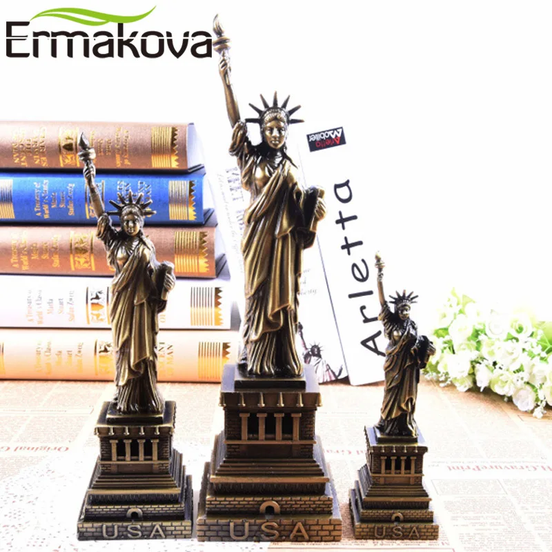 

ERMAKOVA Vintage Metal Statue of Liberty Replica Bronze Liberty Model Figurine New York Souvenirs Home Office Desktop Decoration