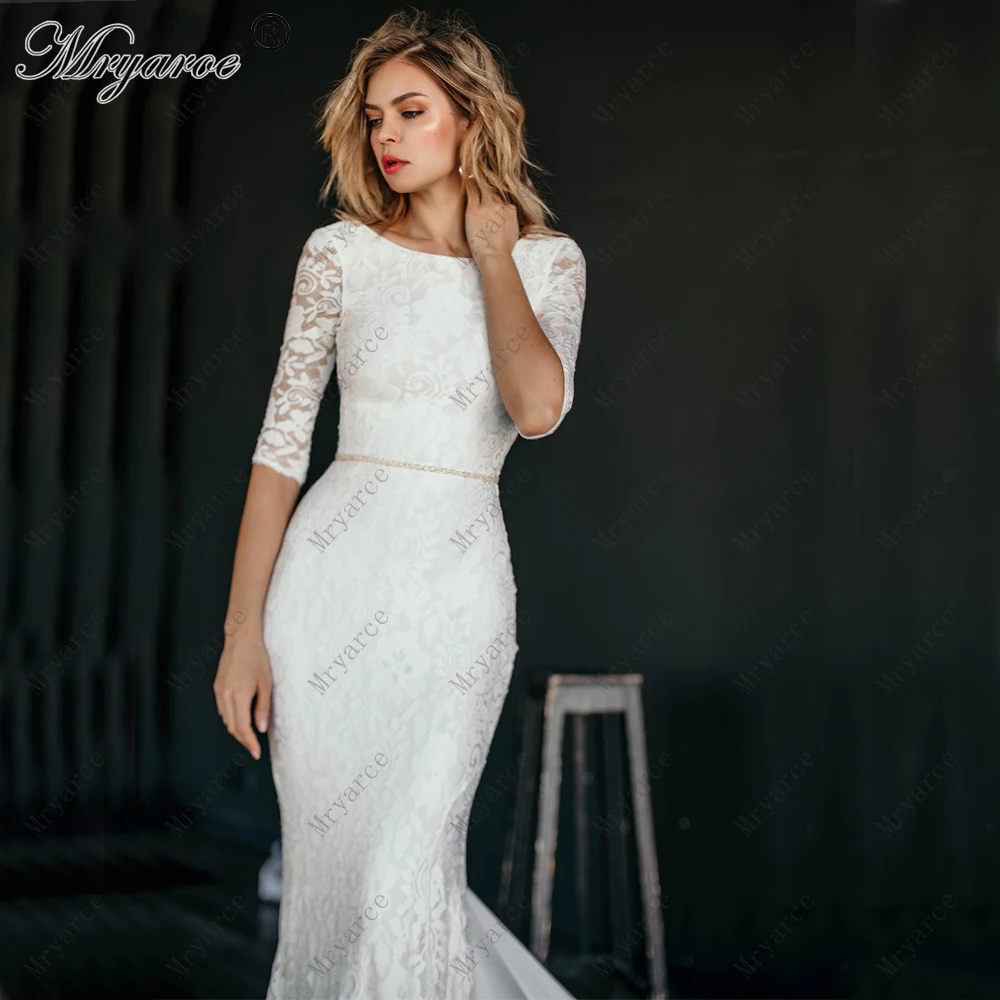 Mryarce Amazing Lace Mermaid Wedding Dress 2019 Scoop Neck Backless Long Train Bridal Gowns With Half Sleeves
Mryarce Amazing Lace Mermaid Wedding Dress 2019 Scoop Neck Backless Long Train Bridal Gowns With Half Sleeves
