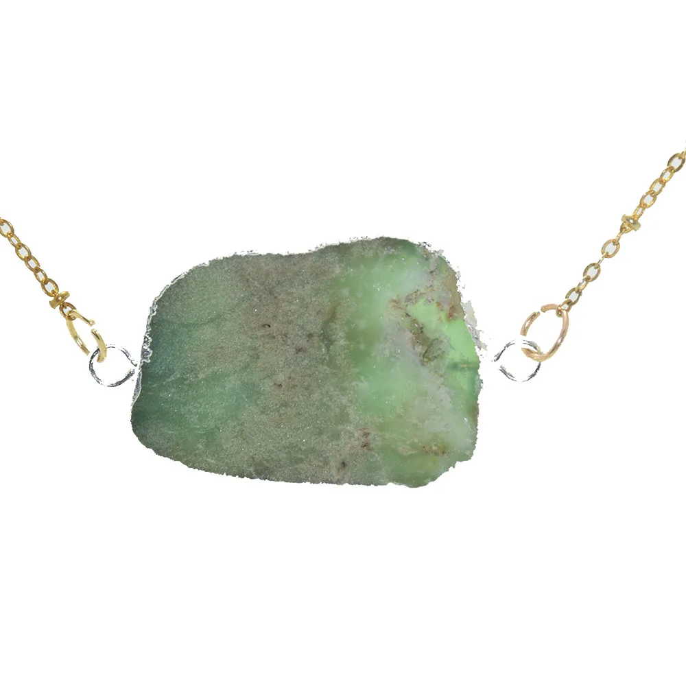 1pc Fashion Jewelry raw slice stone chain girl necklace 2 Loops silver bezel green rough Chrysoprase connector women necklace
1pc Fashion Jewelry raw slice stone chain girl necklace 2 Loops silver bezel green rough Chrysoprase connector women necklace