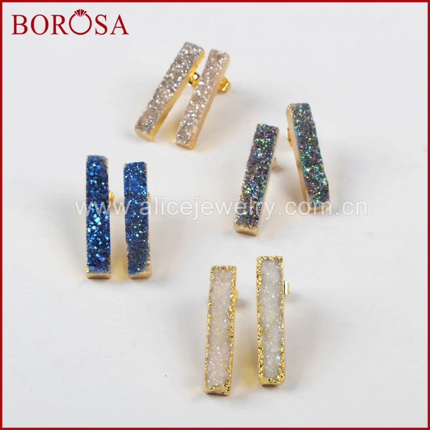 BOROSA 5pairs Rectangle Natural Crystal Druzy Titanium Stud Earrings,Mix Color Druzy Bar Crystal Earrings Gems for Women G0916
BOROSA 5pairs Rectangle Natural Crystal Druzy Titanium Stud Earrings,Mix Color Druzy Bar Crystal Earrings Gems for Women G0916