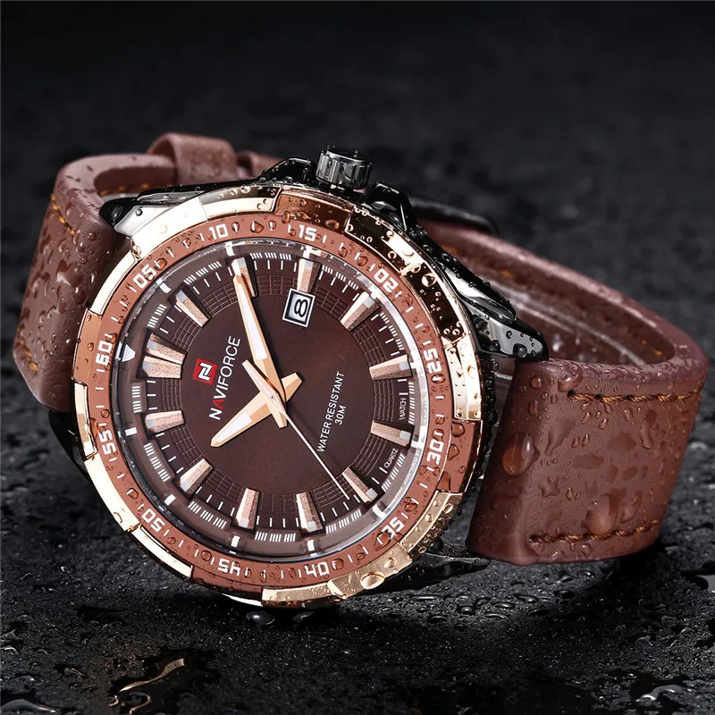 Relogio Masculino NAVIFORCE Watch Men Fashion Casual Waterproof Quartz Military Stainless Leatherl Sports Watches Man Clock 9056 | Наручные