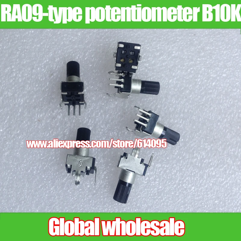 30pcs RA09-type Sealed potentiometer B10K / 9mm Plastic axis rotary volume control potentiometer B10K B103 Audio amplifier
30pcs RA09-type Sealed potentiometer B10K / 9mm Plastic axis rotary volume control potentiometer B10K B103 Audio amplifier