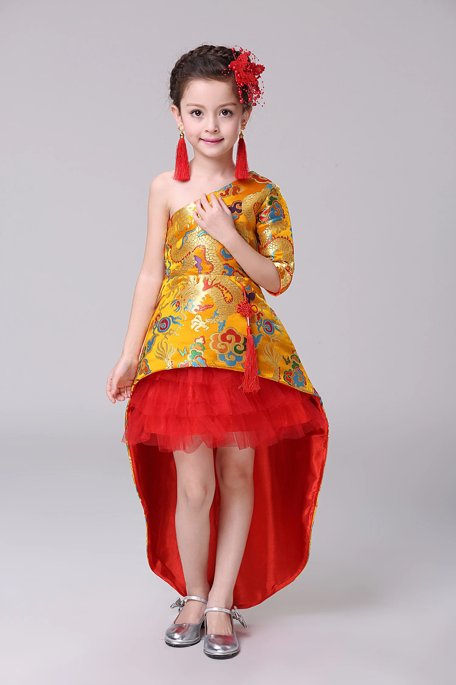 Фото Детское платье для фламенко принцессы девочек китайское традиционное со шлейфом