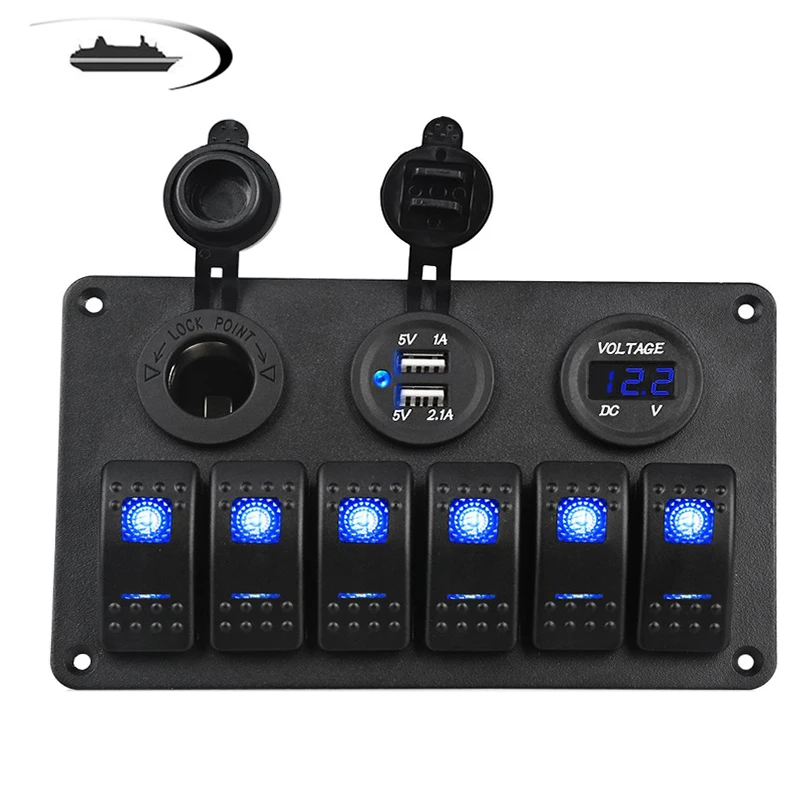 Auto Boat Car Toggle Switch Panel 12V Circuit Breaker Dual USB Power Charger Adapter Cigarette Lighter Socket 12V with Blue LED
Auto Boat Car Toggle Switch Panel 12V Circuit Breaker Dual USB Power Charger Adapter Cigarette Lighter Socket 12V with Blue LED