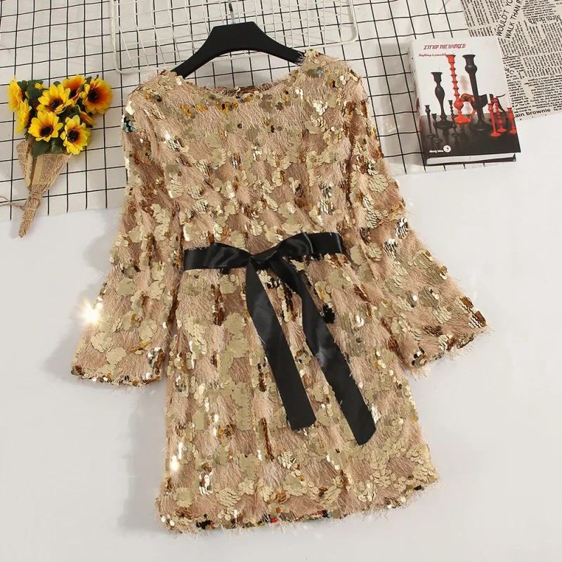 2019 spring autumn new female bling dresses women's o-neck sequined plush tassel long-sleeved dress women elegant shiny dress
2019 spring autumn new female bling dresses women's o-neck sequined plush tassel long-sleeved dress women elegant shiny dress