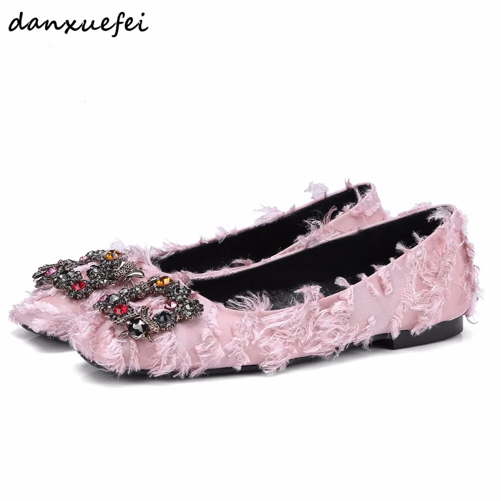 Women's fringe slip-on flats brand designer Rhinestone square metal buckle four season comfortable ballerinas square toe shoes
Women's fringe slip-on flats brand designer Rhinestone square metal buckle four season comfortable ballerinas square toe shoes