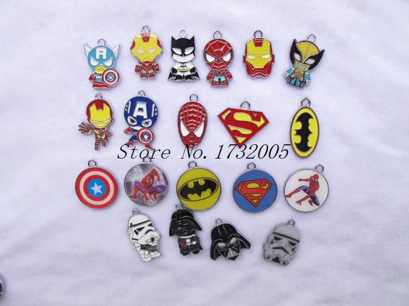 New 50 pcs Cartoon Superhero Superman Spiderman Iron Man Batman Charm Pendants DIY Jewelry Making Free Shipping HS-010
New 50 pcs Cartoon Superhero Superman Spiderman Iron Man Batman Charm Pendants DIY Jewelry Making Free Shipping HS-010