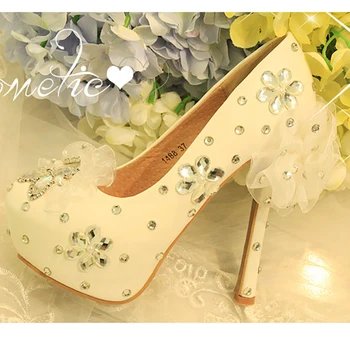 Wedding Shoes Woman High Heels White Lace Flowers Crystal Leather Pumps Bridal Party Shoes Round Toe Platform Rhinestone Shoes
Wedding Shoes Woman High Heels White Lace Flowers Crystal Leather Pumps Bridal Party Shoes Round Toe Platform Rhinestone Shoes