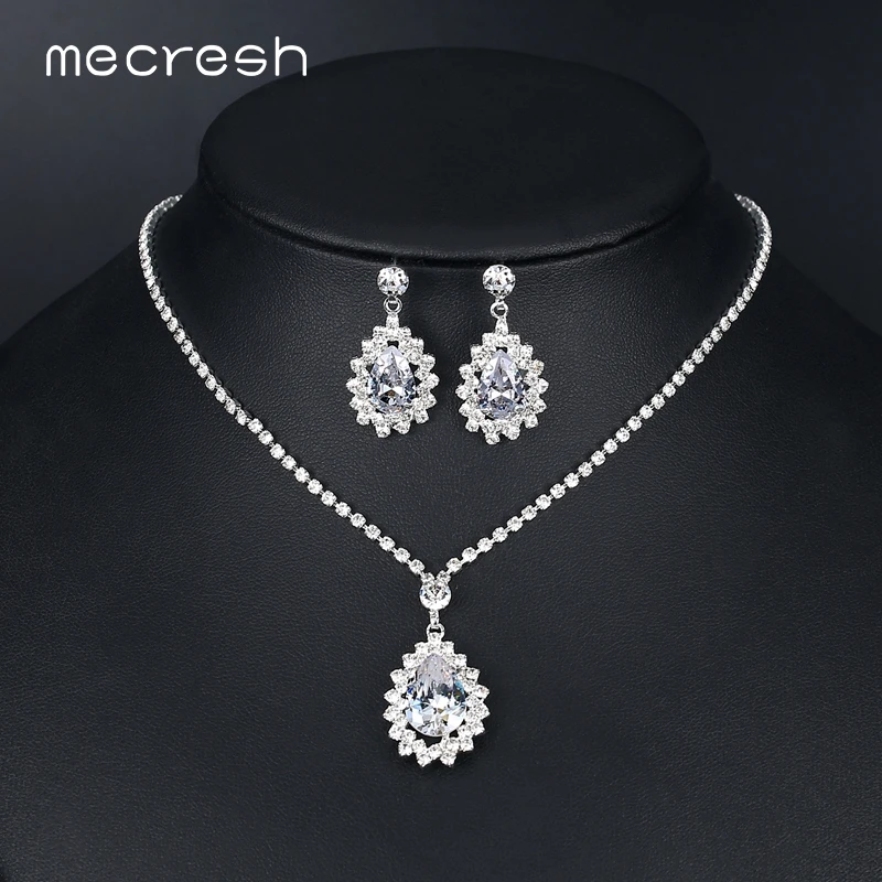 Mecresh Teardrop CZ Bridal Jewelry Sets Women Girls Sparkling Rhinestone Necklace Earring Set Wedding Engagement Jewelry MTL591
Mecresh Teardrop CZ Bridal Jewelry Sets Women Girls Sparkling Rhinestone Necklace Earring Set Wedding Engagement Jewelry MTL591