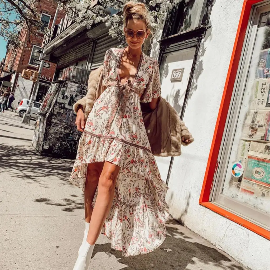 Jastie Boho Chic High-Low Hem Midi Dress Gypsy Floral Print Dresses Flounce Sleeve Hollow Back Sexy Dress Women Dresses Summer
Jastie Boho Chic High-Low Hem Midi Dress Gypsy Floral Print Dresses Flounce Sleeve Hollow Back Sexy Dress Women Dresses Summer