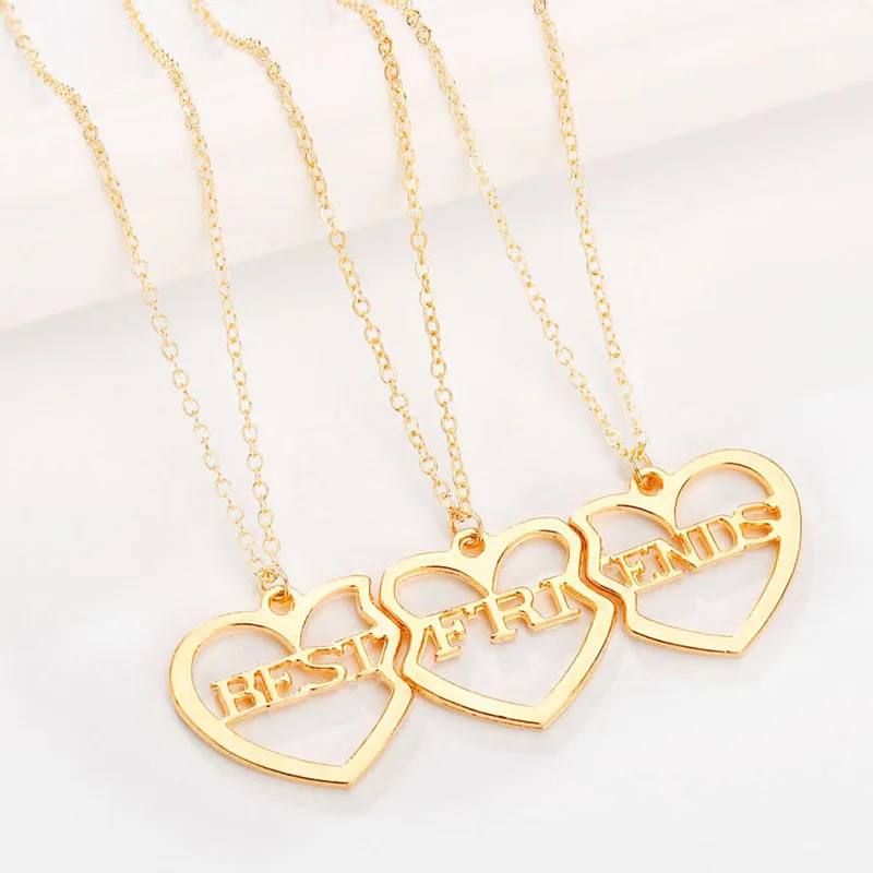 3 pcs/set Charm Best Friends Hollow Heart Pendant Necklaces for Women Girls BFF Friendship Gold Color Necklaces Jewelry Gift
3 pcs/set Charm Best Friends Hollow Heart Pendant Necklaces for Women Girls BFF Friendship Gold Color Necklaces Jewelry Gift