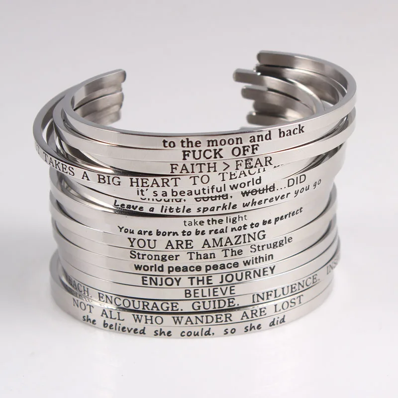 Beautiful World Stainless Steel Engraved Positive Inspirational Quote Cuff Mantra Bracelet Bangle For for couple lover Gifts
Beautiful World Stainless Steel Engraved Positive Inspirational Quote Cuff Mantra Bracelet Bangle For for couple lover Gifts
