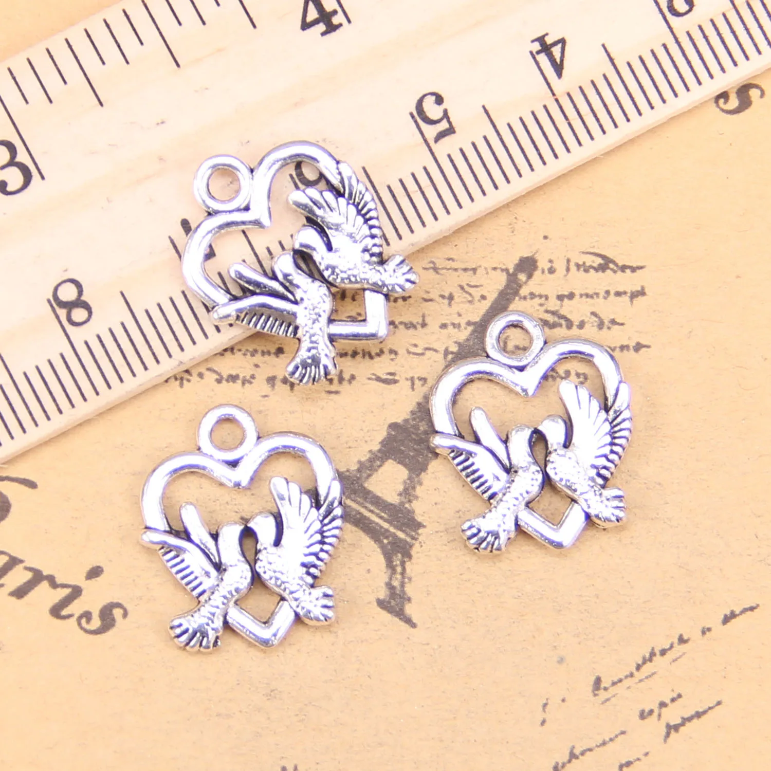 

76pcs Jewelry Charms heart lover dove 18x15mm Antique Silver Plated Pendants Making DIY Handmade Tibetan Silver Jewelry