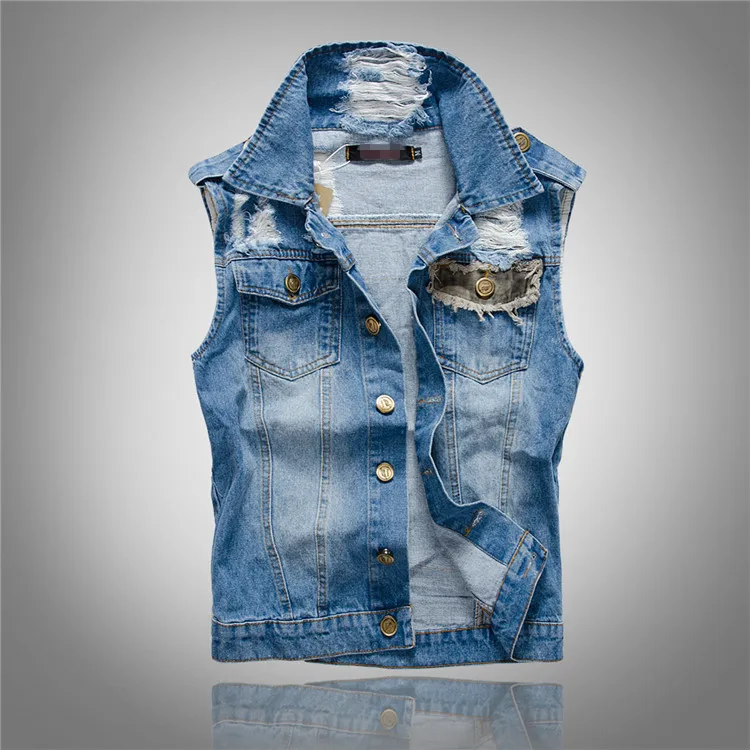 Vintage Slim Fashion Denim Vests Men Colete Masculino Vintage Slim Light Blue Cardigan Sleeveless Coats Men Jeans Vest
Vintage Slim Fashion Denim Vests Men Colete Masculino Vintage Slim Light Blue Cardigan Sleeveless Coats Men Jeans Vest