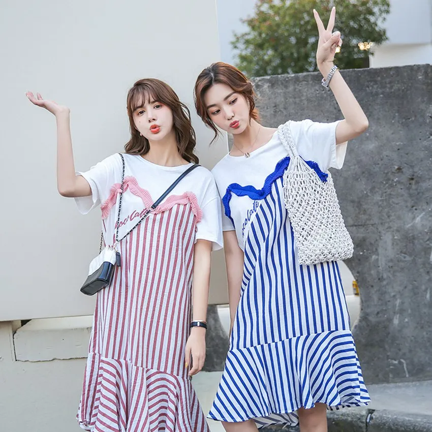 Summer new stitching loose maternity dress summer striped dress Korean fashion sweet pregnant fishtail skirt
Summer new stitching loose maternity dress summer striped dress Korean fashion sweet pregnant fishtail skirt