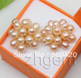 Bridal jewelry free shipping hot sell 5pcs natural pink genuine pearl earring flower 
Bridal jewelry free shipping hot sell 5pcs natural pink genuine pearl earring flower