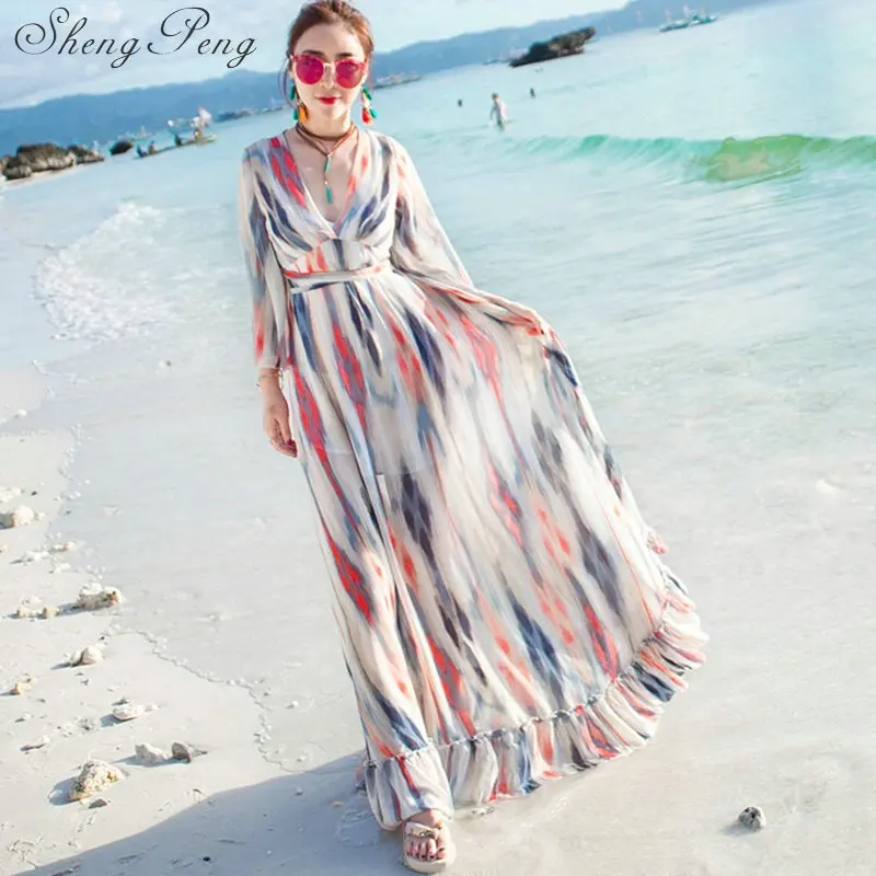 2018 Chic boho style women dress summer round neck long summer sundresses ankle length beach sundresses CC487
2018 Chic boho style women dress summer round neck long summer sundresses ankle length beach sundresses CC487