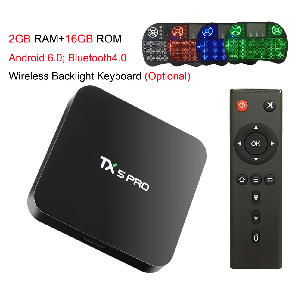 

TX5 Pro TV Box Bluetooth 4.0 2GB 16GB H.265 Quad Core Amlogic S905X Android 6.0 2.4G 5.8G WIFI Smart Set Top Box PK X96 H96 Pro+