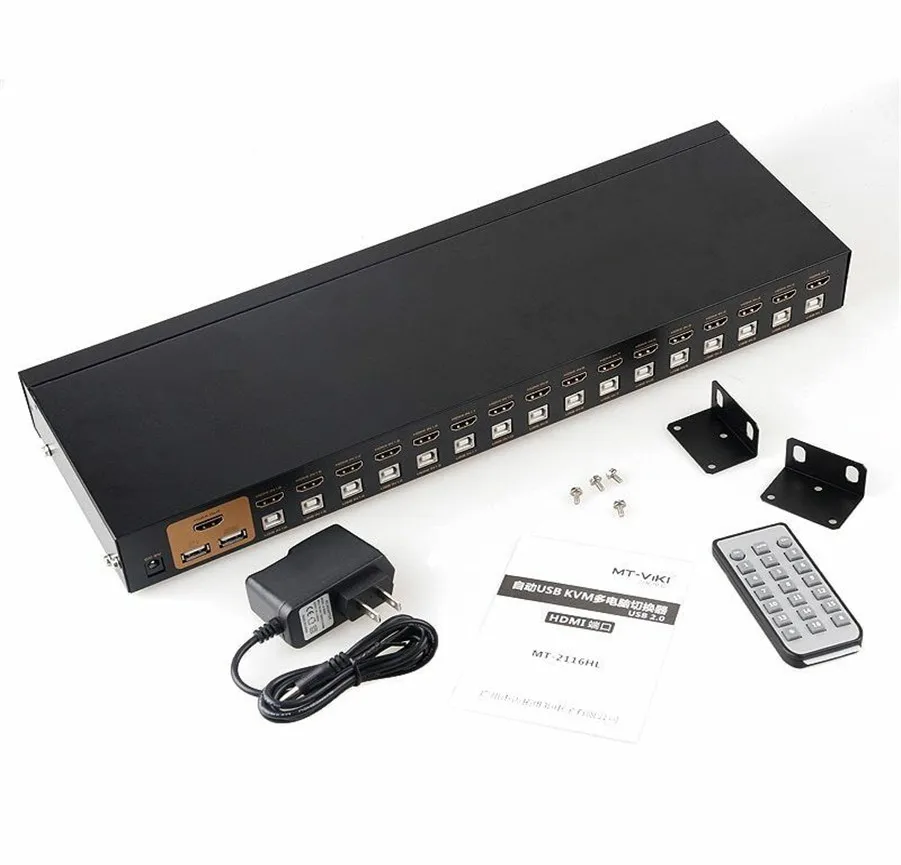 Mt-viki 16 Port HDMI Switch Auto USB KVM Switch Keyboard Mouse Switcher full HD 1080P IR Remote control include cables MT-2116HL
Mt-viki 16 Port HDMI Switch Auto USB KVM Switch Keyboard Mouse Switcher full HD 1080P IR Remote control include cables MT-2116HL