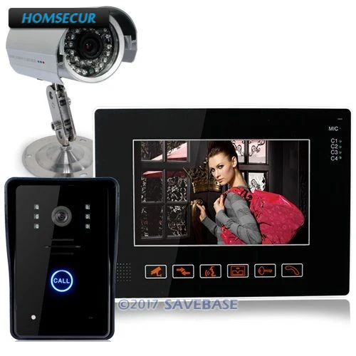 HOMSECUR 9 "ЖК сенсорный ключ видео дверной звонок с CCTV камеры для домашней