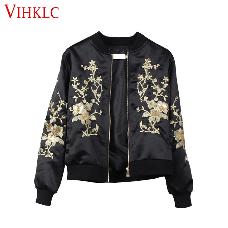 VIHKLC 2017New Spring Autumn Embroidery Jacket Women Coat Flower printed Bomber Jacket Coat Female Pilots 4 Color Outerwear A707
VIHKLC 2017New Spring Autumn Embroidery Jacket Women Coat Flower printed Bomber Jacket Coat Female Pilots 4 Color Outerwear A707