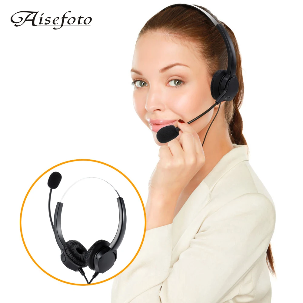 Image ew Professional Telephone Headset Clear Voice Noise Cancellation Call Center Binaural Headphone Corded Headset with Micphone