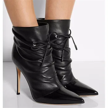 European Black Ankle Boots Women Leather Pleated Short Gladiator Chelsea Boots High Heels Stilettos Casual Dress Shoes Women
European Black Ankle Boots Women Leather Pleated Short Gladiator Chelsea Boots High Heels Stilettos Casual Dress Shoes Women